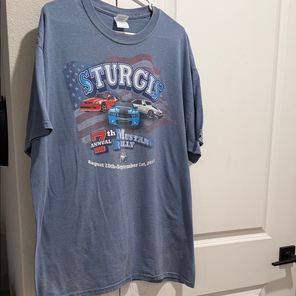 Gildan Blue Graphic Tee - Sturgis Mustang Rally